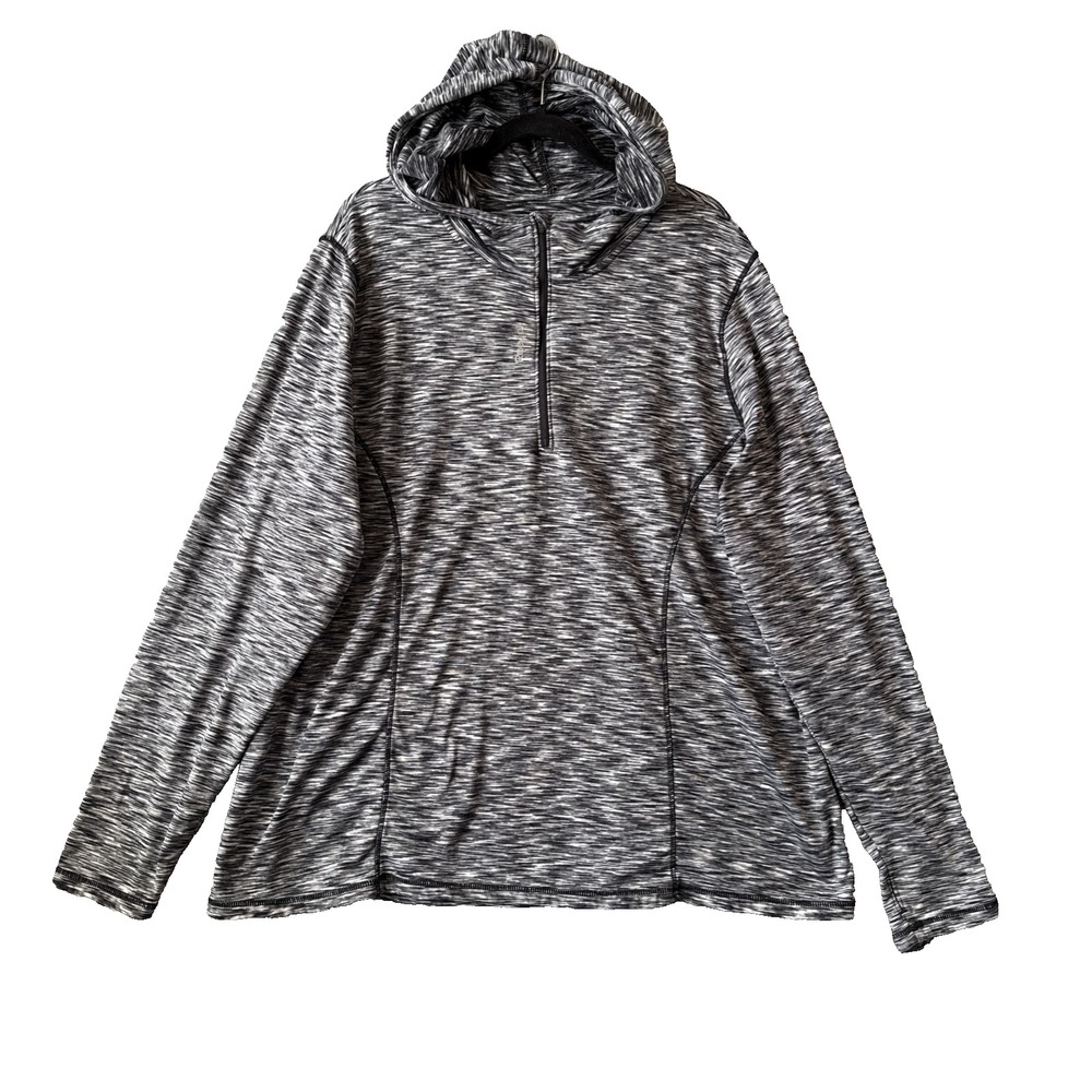 Reebok Women 3XL Space Dye Quarter Zip Hooded Pullover Athleisure Gym Outdoor